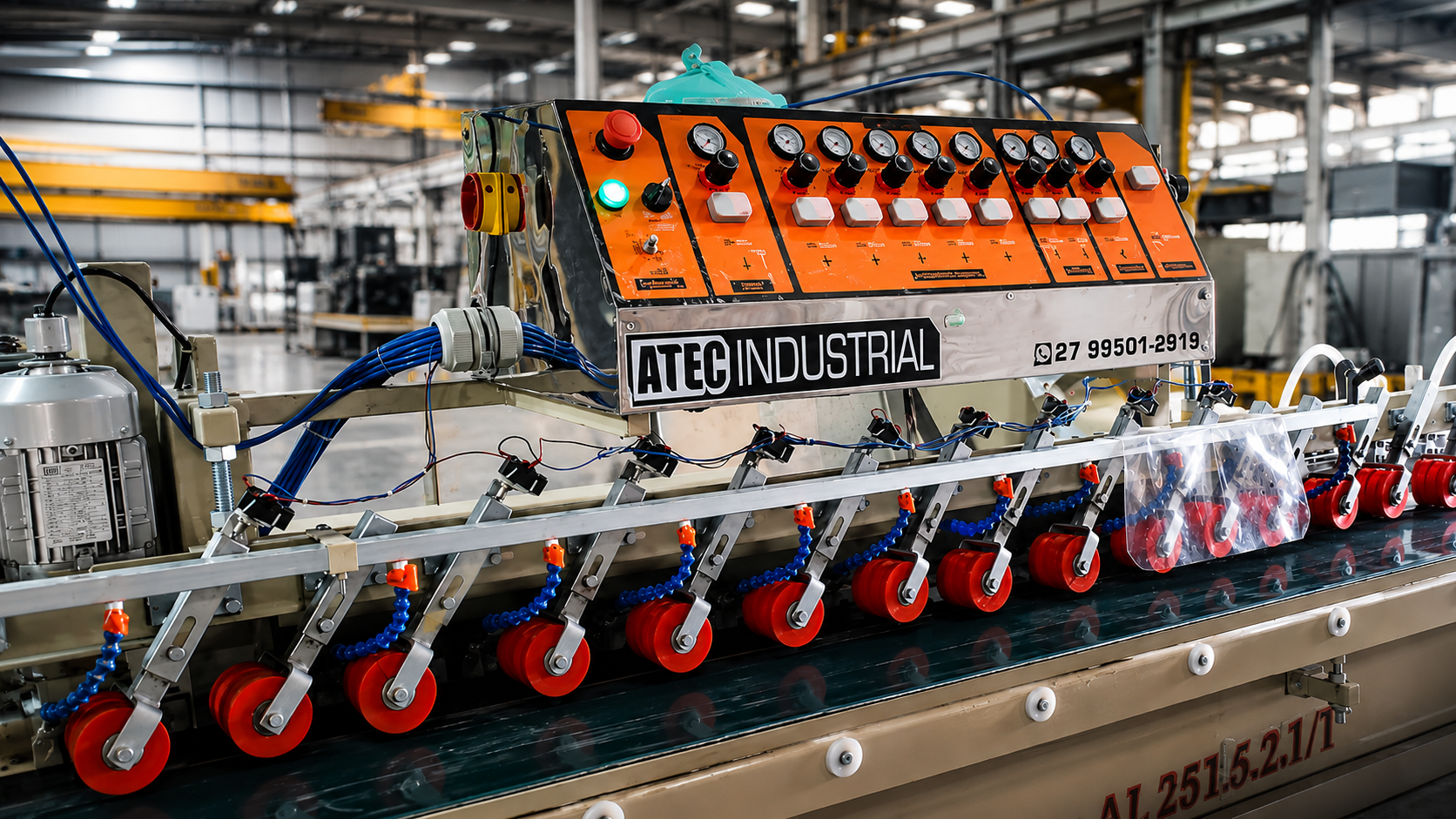Máquina industrial em operação em ambiente fabril